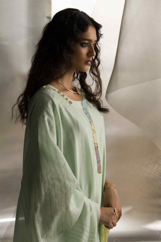 Mint green flared sleeves kurta set