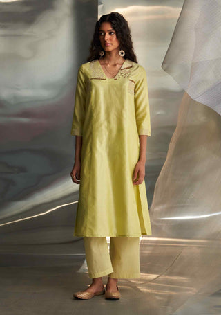 Butter yellow straight kurta set