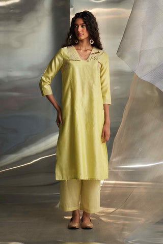 Butter yellow straight kurta set