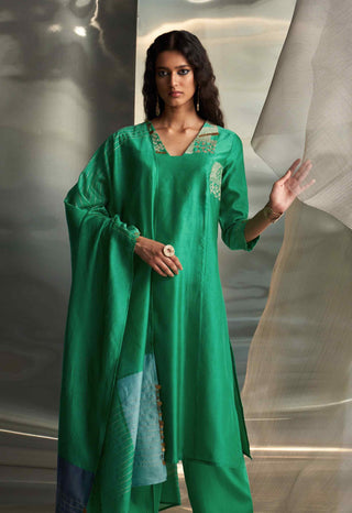 Lush green straight kurta set