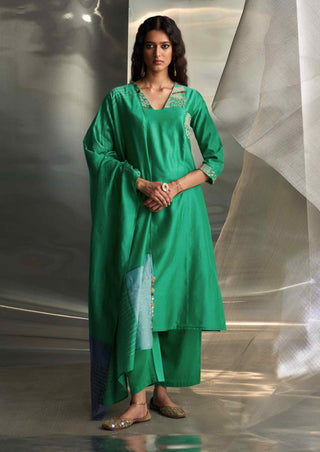 Lush green straight kurta set