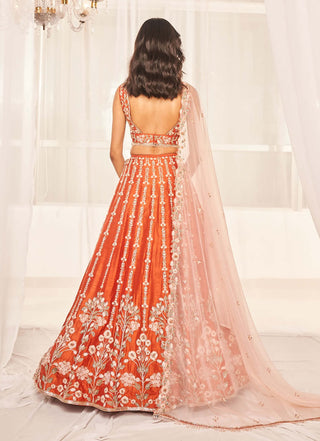 Burnt orange bridal lehenga set