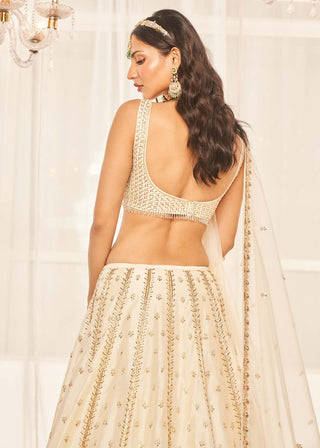 Ivory zardosi embellished lehenga set