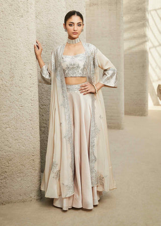 Ivory neo-classic sharara and cape set