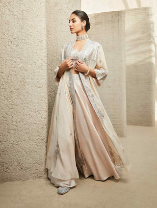 Ivory neo-classic sharara and cape set