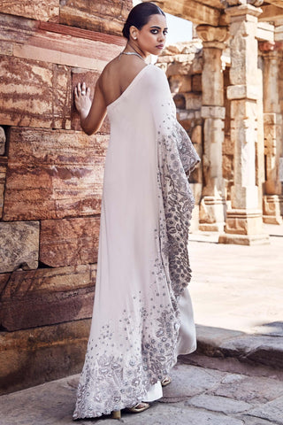 Ivory asymmetrical kurta and pants