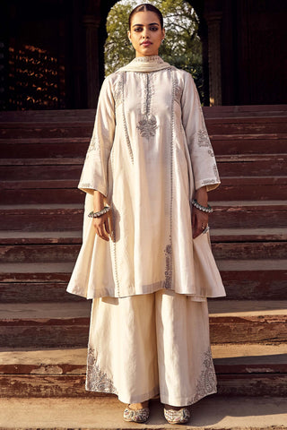 Ivory ekru a-line kurta set