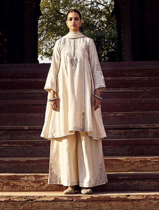 Ivory ekru a-line kurta set