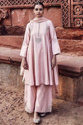 Peach gulabi a-line kurta set