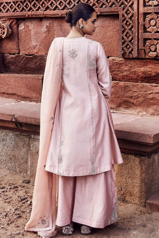 Peach gulabi a-line kurta set