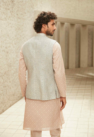 Peach chanderi kurta and churidaar