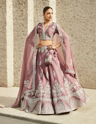 Rose pink global indian lehenga set