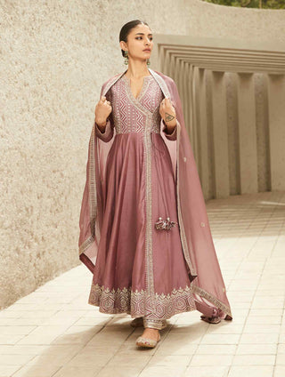 Pink neo-classic angrakha kurta set