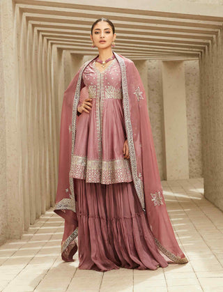 Rose pink royal reminiscence sharara and kurta set