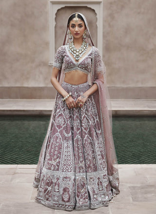 Pink french rose masai trinity lehenga set