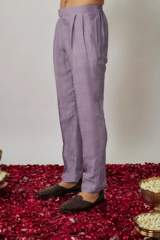 Lilac kurta pants with thread and sequin embroidered bandi jacket set