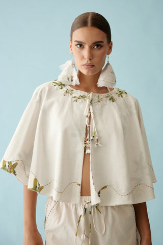 Cream flower reversible cape