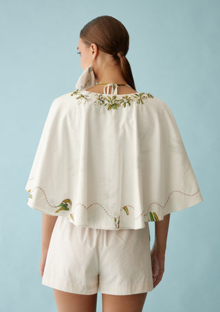 Cream flower reversible cape