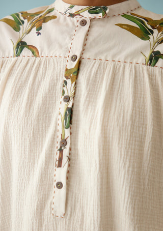 Cream banana tree print top and pants