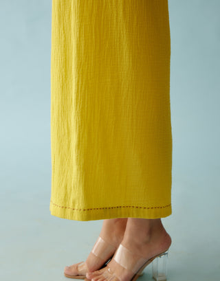 Yellow embroidered chillies top and pant