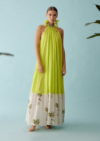 Lime green halter maxi dress