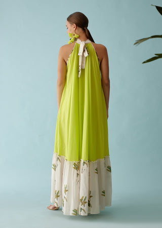 Lime green halter maxi dress