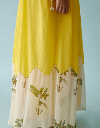 Yellow hand braided tassels maxi dress