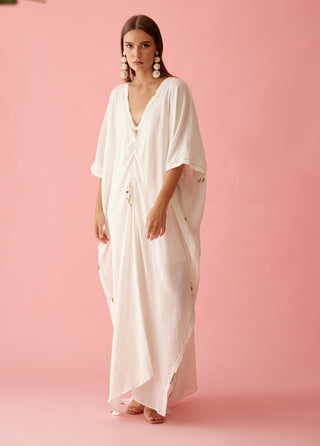 Off-white banana tree applique kaftan