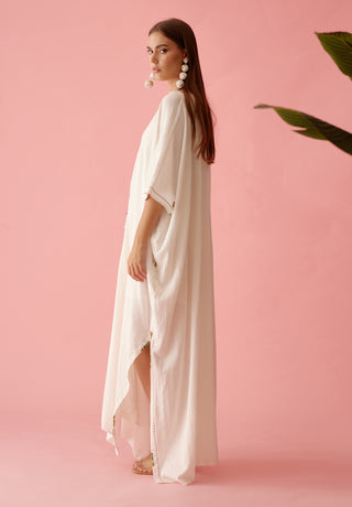 Off-white banana tree applique kaftan