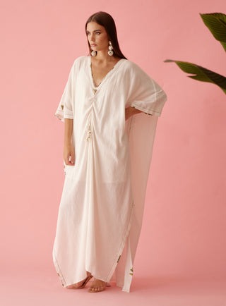 Off-white banana tree applique kaftan