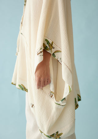 Cream hand-braided tassel kaftan