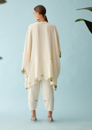 Cream hand-braided tassel kaftan