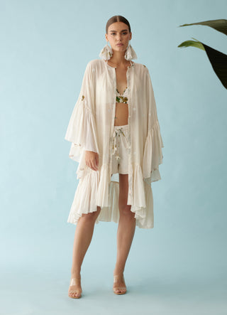 Cream cotton overgarment cape