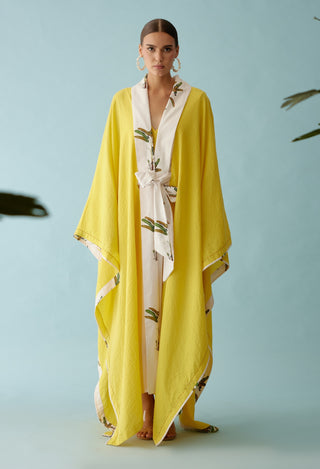 Yellow kimono sleeves overgarment