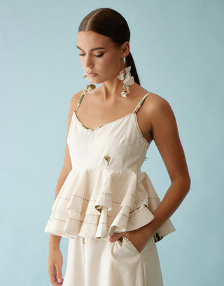 Cream cami peplum top