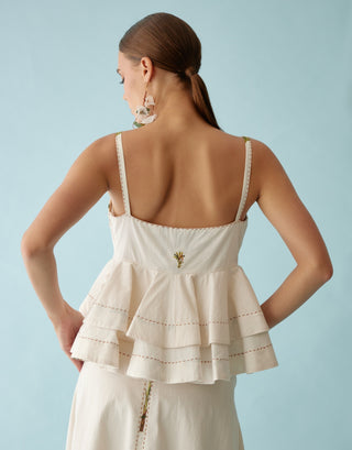 Cream cami peplum top