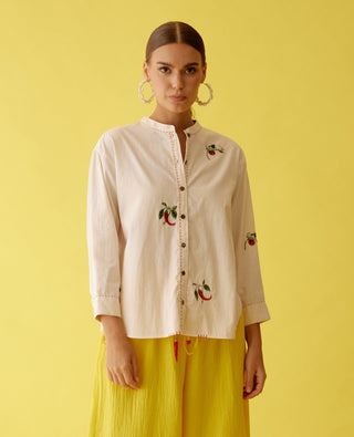 Cream chilli applique shirt