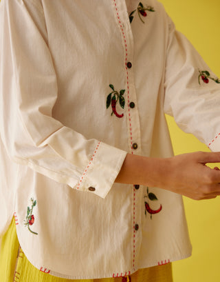 Cream chilli applique shirt