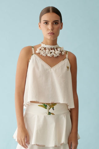 Cream banana tree cami crop top