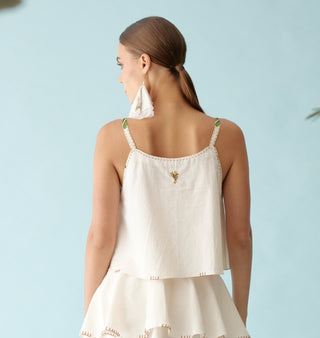 Cream banana tree cami crop top