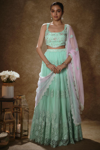 Mint & Blush pink lehenga set