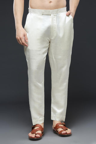 Ivory linen tissue vest with paired with kurta and slim pant