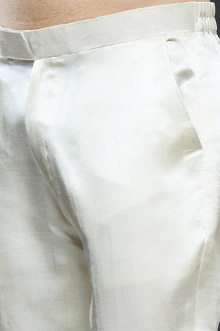 Ivory linen tissue vest with paired with kurta and slim pant