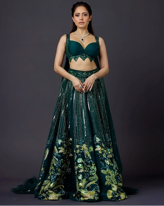 Green forest lehenga