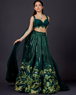 Green forest lehenga