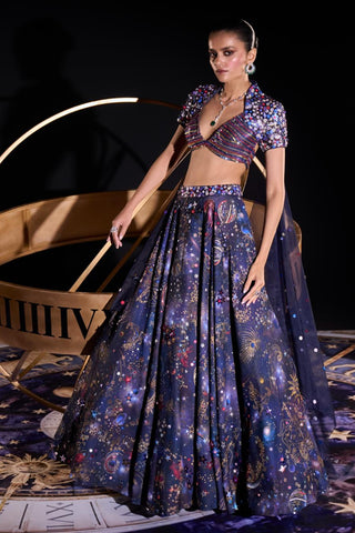 Multicolored andromeda cocktail lehenga set