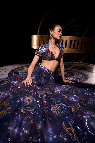 Multicolored andromeda cocktail lehenga set