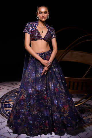 Multicolored andromeda cocktail lehenga set