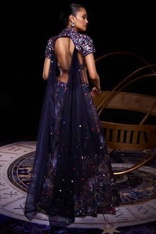 Multicolored andromeda cocktail lehenga set