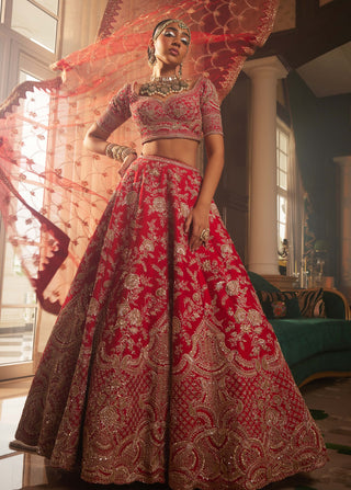 Persia red embroidered lehenga set